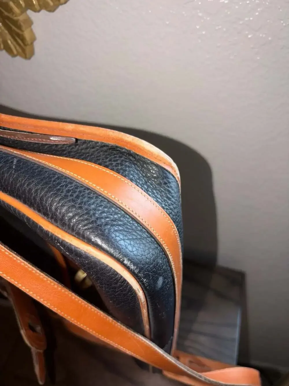 Vintage Dooney & Bourke All-Weather Leather Pebbled Black and Tan Briefcase